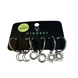 🤑5/$25 Windsor Silver Celestial Hoop Earrings NWT